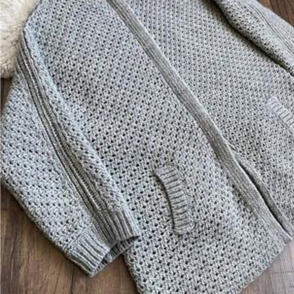 Massimo Dutti Gray Italian Yarn Zip Knit Cardigan size small